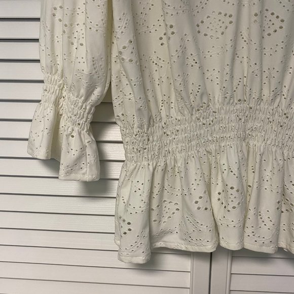 Zara White Eyelet Blouse - NWOT - Picture 2 of 4